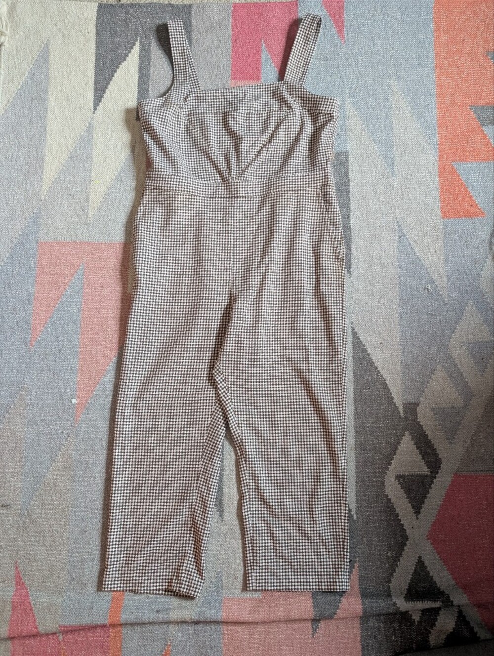 &Other Stories Checkered Sleeveless Jumpsuit - Brown/White Sz 12